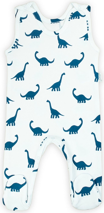5.10.15 Biały śpioch bawełniany dla niemowlaka- niebieskie dinozaury