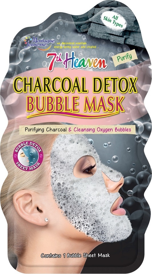 7th Heaven, Charcoal Detox Bubble Mask, detoksykująca węglowa maseczka bąbelkowa w płachcie do każdego typu skóry