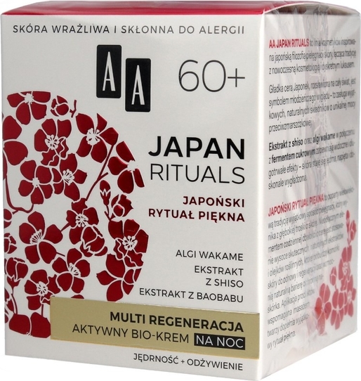 AA, Japan Rituals 60+, aktywny Bio-krem na noc, multi regeneracja, 50 ml