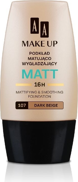 AA, Make Up, Matt, podkład matująco-wygładzający 107 Dark Beige, 30 ml