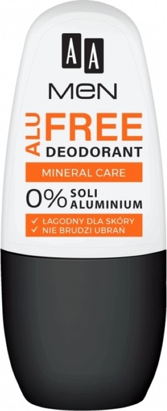 AA, Men Alu Free Deodorant Mineral Care, dezodorant w kulce bez soli aluminium, 50 ml