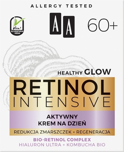 AA, Retinol Intensive 60+ aktywny krem na dzień, redukcja zmarszczek + regeneracja, 50 ml