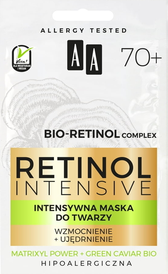 AA Retinol Intensive 70+ intensywna maska wzmocnienie + ujędrnienie 2x5ml