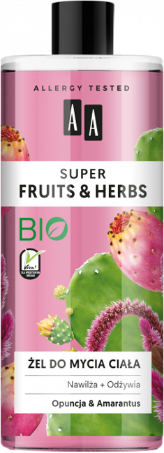 AA Super Fruits&amp;Herbs żel do mycia ciała opuncja/amarantus 500ml