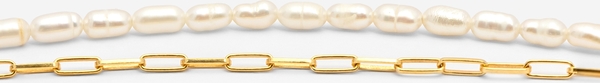 ANIA KRUK podwójna bransoletka z perłami i łańcuchem