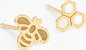 ANIA KRUK złote kolczyki pszczółka i plaster miodu