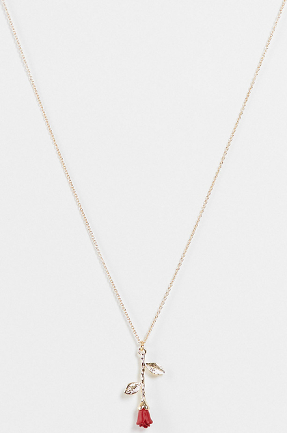ASOS DESIGN Curve – Naszyjnik z zawieszką w kształcie róży w złotym kolorze