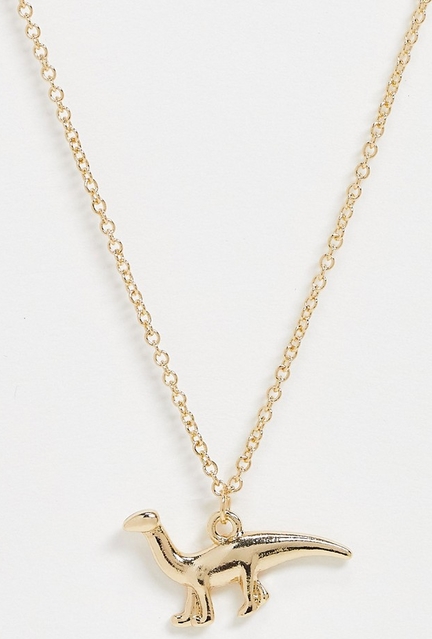 ASOS DESIGN – Naszyjnik z zawieszką w kształcie dinozaura w kolorze złotym