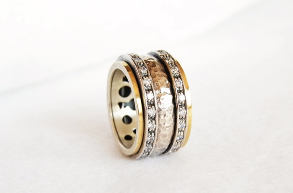 Astorga Luksusowe hand made - obrączka ze srebra i złota