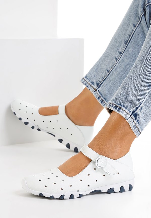 Baleriny Zapatos ze skóry z płaską podeszwą w stylu casual