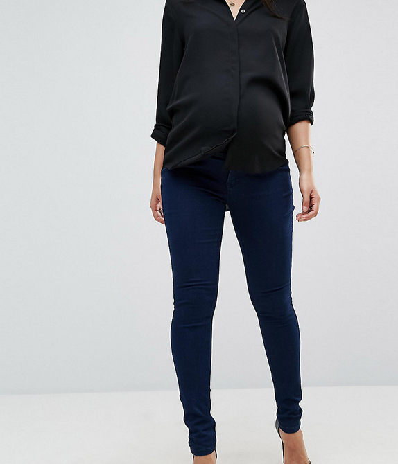 Bandia Maternity — Jegginsy ciążowe z wyjmowaną opaską na brzuch-Niebieski