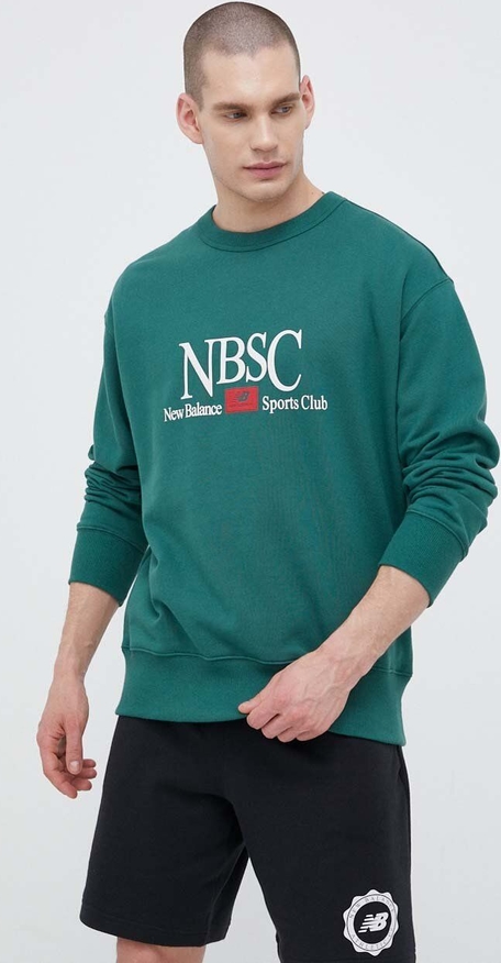Bluza New Balance z nadrukiem w sportowym stylu z bawełny