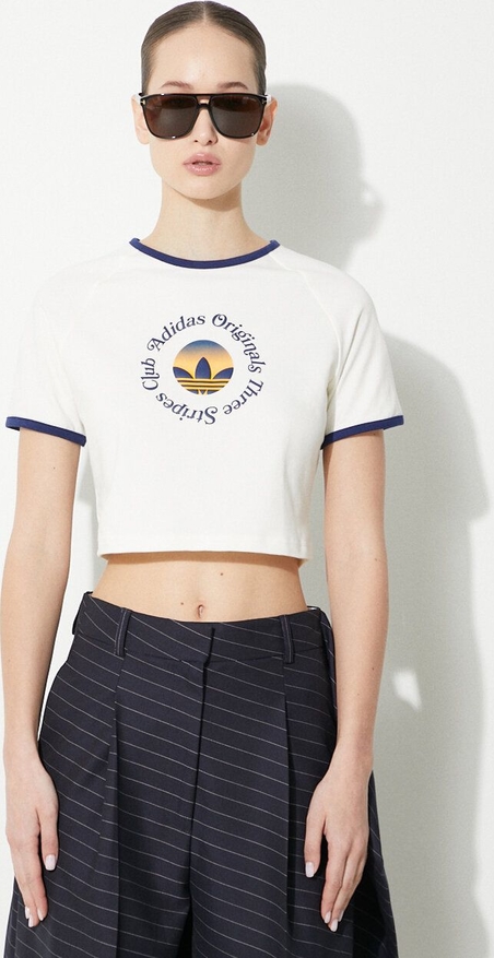 Bluzka Adidas Originals z krótkim rękawem z bawełny z okrągłym dekoltem
