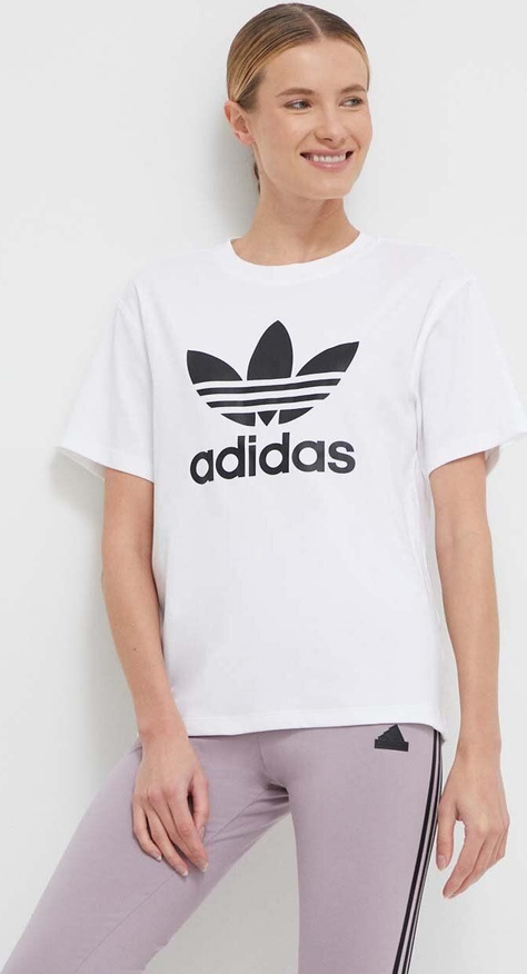 Bluzka Adidas Originals z okrągłym dekoltem w sportowym stylu z krótkim rękawem