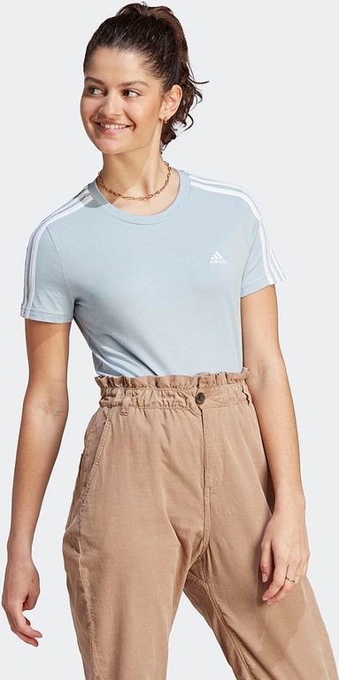 Bluzka Adidas w sportowym stylu z bawełny z okrągłym dekoltem