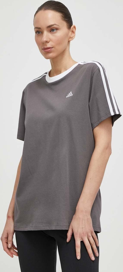 Bluzka Adidas z krótkim rękawem z bawełny z okrągłym dekoltem