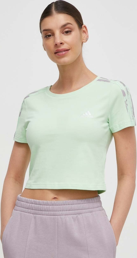 Bluzka Adidas z krótkim rękawem z okrągłym dekoltem w sportowym stylu