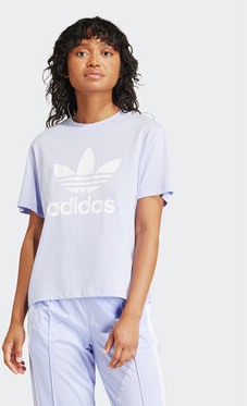 Bluzka Adidas z okrągłym dekoltem w sportowym stylu z krótkim rękawem