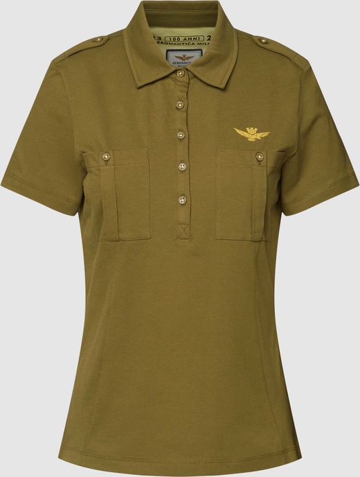 Bluzka Aeronautica Militare z dekoltem w kształcie litery v w stylu casual z bawełny