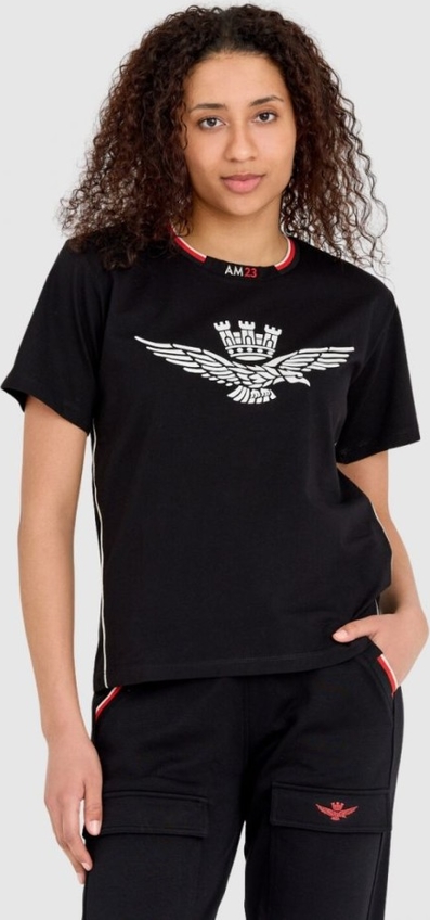 Bluzka Aeronautica Militare z okrągłym dekoltem w militarnym stylu