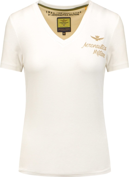 Bluzka Aeronautica Militare z tkaniny w stylu casual z dekoltem w kształcie litery v