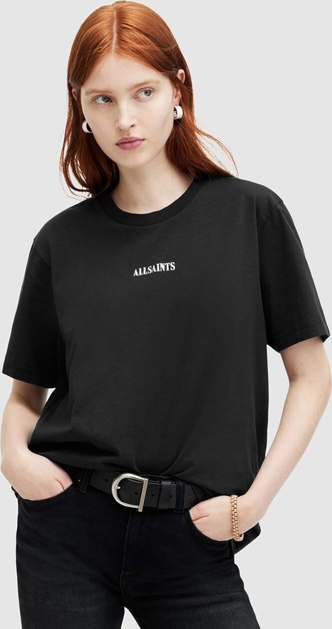 Bluzka AllSaints z okrągłym dekoltem w młodzieżowym stylu z bawełny