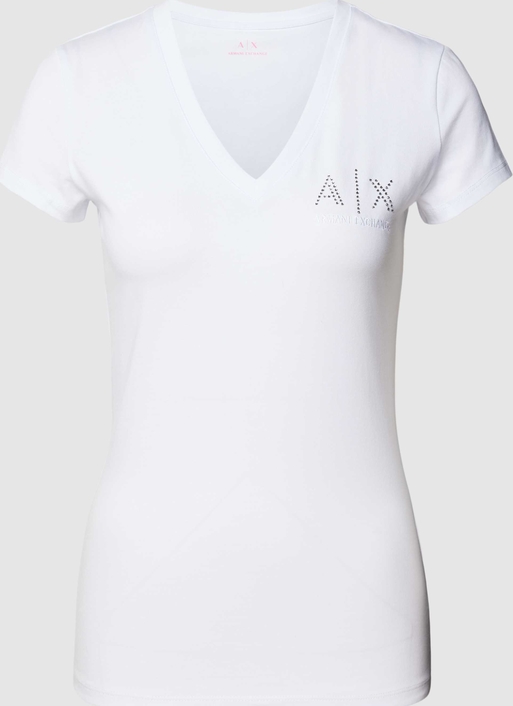 Bluzka Armani Exchange z dekoltem w kształcie litery v w stylu casual z krótkim rękawem