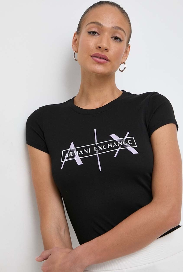 Bluzka Armani Exchange z okrągłym dekoltem w młodzieżowym stylu