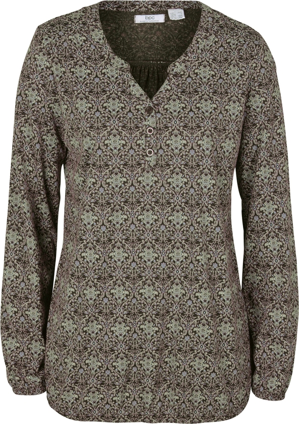 Bluzka bonprix w stylu casual z długim rękawem z dekoltem w kształcie litery v