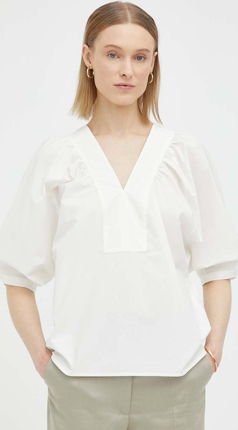 Bluzka By Malene Birger z krótkim rękawem z bawełny w stylu casual
