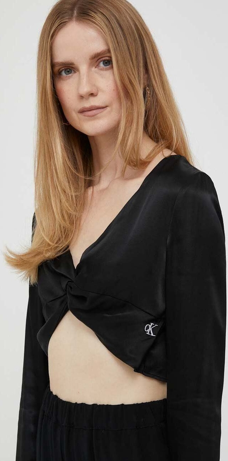 Bluzka Calvin Klein w stylu casual z długim rękawem z tkaniny