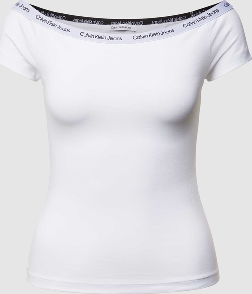 Bluzka Calvin Klein w stylu casual z okrągłym dekoltem z bawełny