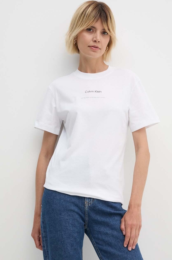 Bluzka Calvin Klein z bawełny w stylu casual z krótkim rękawem