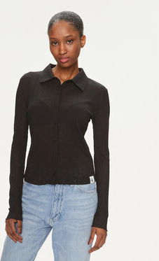 Bluzka Calvin Klein z długim rękawem w stylu casual z dekoltem w kształcie litery v