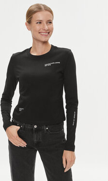 Bluzka Calvin Klein z długim rękawem w stylu casual z okrągłym dekoltem