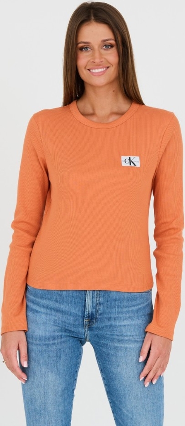 Bluzka Calvin Klein z długim rękawem z okrągłym dekoltem w stylu casual