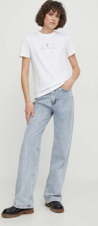 Bluzka Calvin Klein z krótkim rękawem z bawełny w stylu casual