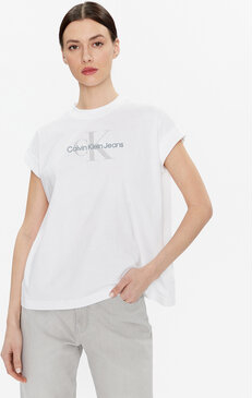Bluzka Calvin Klein z krótkim rękawem z okrągłym dekoltem