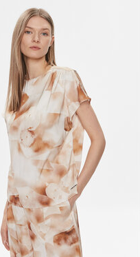 Bluzka Calvin Klein z krótkim rękawem z okrągłym dekoltem w stylu casual