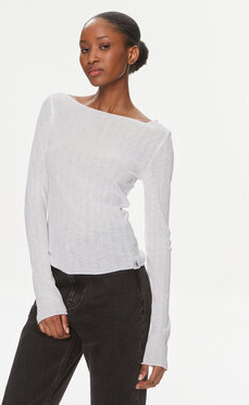 Bluzka Calvin Klein z okrągłym dekoltem w stylu casual z długim rękawem
