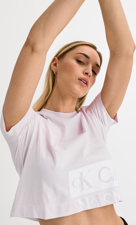 Bluzka Calvin Klein z okrągłym dekoltem z bawełny