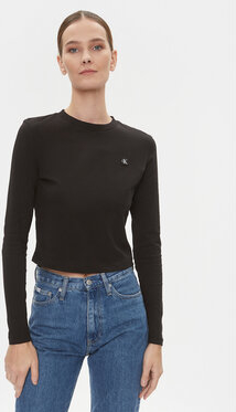 Bluzka Calvin Klein z okrągłym dekoltem z długim rękawem w stylu casual