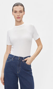 Bluzka Calvin Klein z okrągłym dekoltem z krótkim rękawem