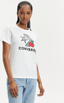 Bluzka Converse z krótkim rękawem z okrągłym dekoltem w młodzieżowym stylu