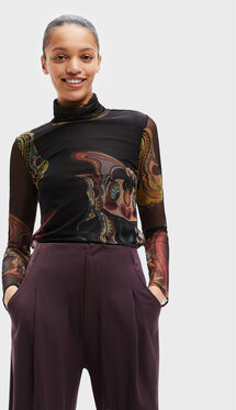 Bluzka Desigual z okrągłym dekoltem z nadrukiem w stylu casual