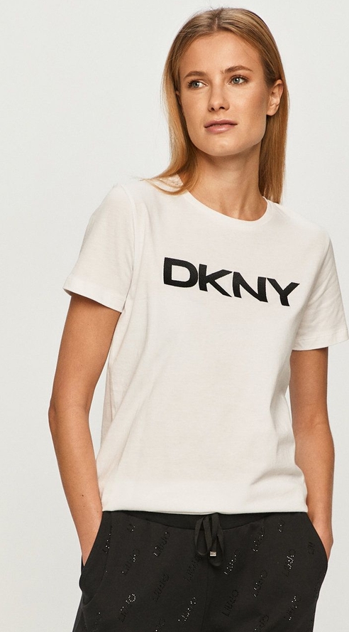 Bluzka DKNY z dzianiny z krótkim rękawem