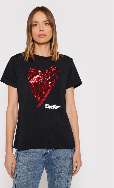 Bluzka DKNY z nadrukiem z okrągłym dekoltem