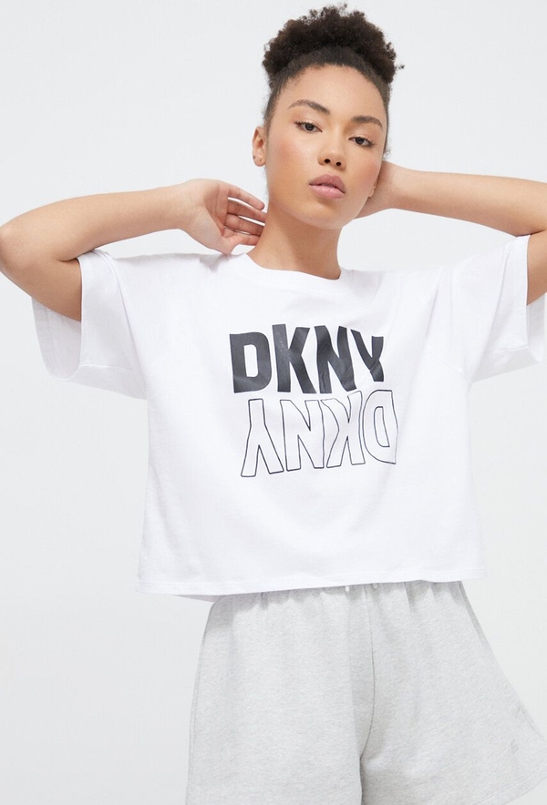 Bluzka DKNY z okrągłym dekoltem w młodzieżowym stylu z krótkim rękawem