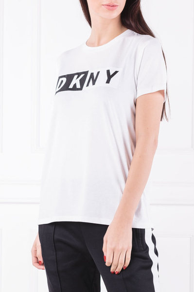 Bluzka DKNY z okrągłym dekoltem z krótkim rękawem