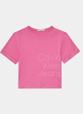 Bluzka dziecięca Calvin Klein z krótkim rękawem z jeansu